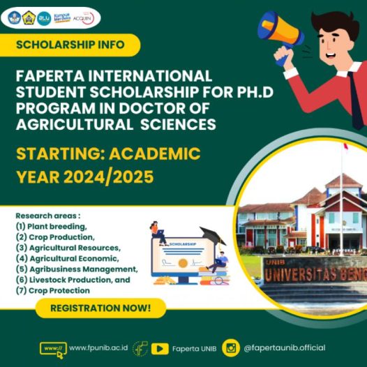 PSDIP PhD Scholarship of Faculty of Agriculture, UNIB 2024