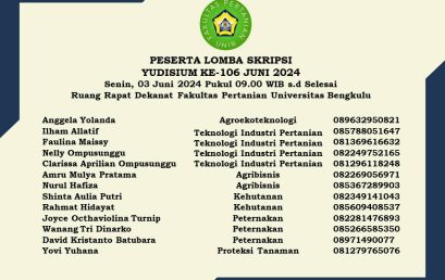 Faculty of Agriculture Holds Undergradute Thesis Competition During the 106th Yudisium Period.