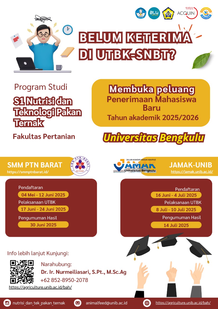 Faculty of Agriculture UNIB Opens Admission Opportunities for the Bachelor of Animal Feed Science and Technology Program for the 2025/2026 Academic Year