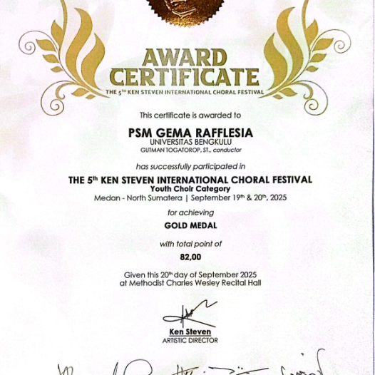 Faculty of Agriculture Students Contribute to UNIB Choir’s Gold Medal at The 5th Ken Steven International Choral Festival