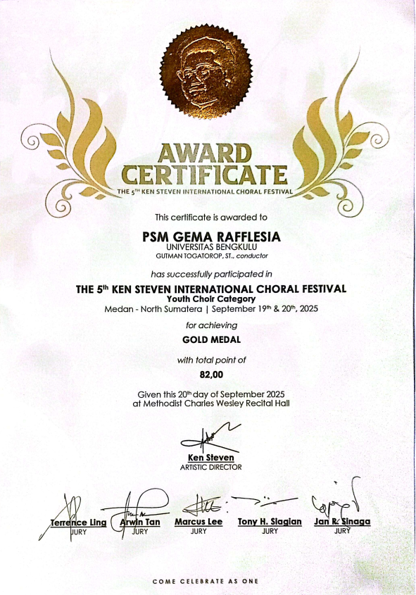 Faculty of Agriculture Students Contribute to UNIB Choir’s Gold Medal at The 5th Ken Steven International Choral Festival