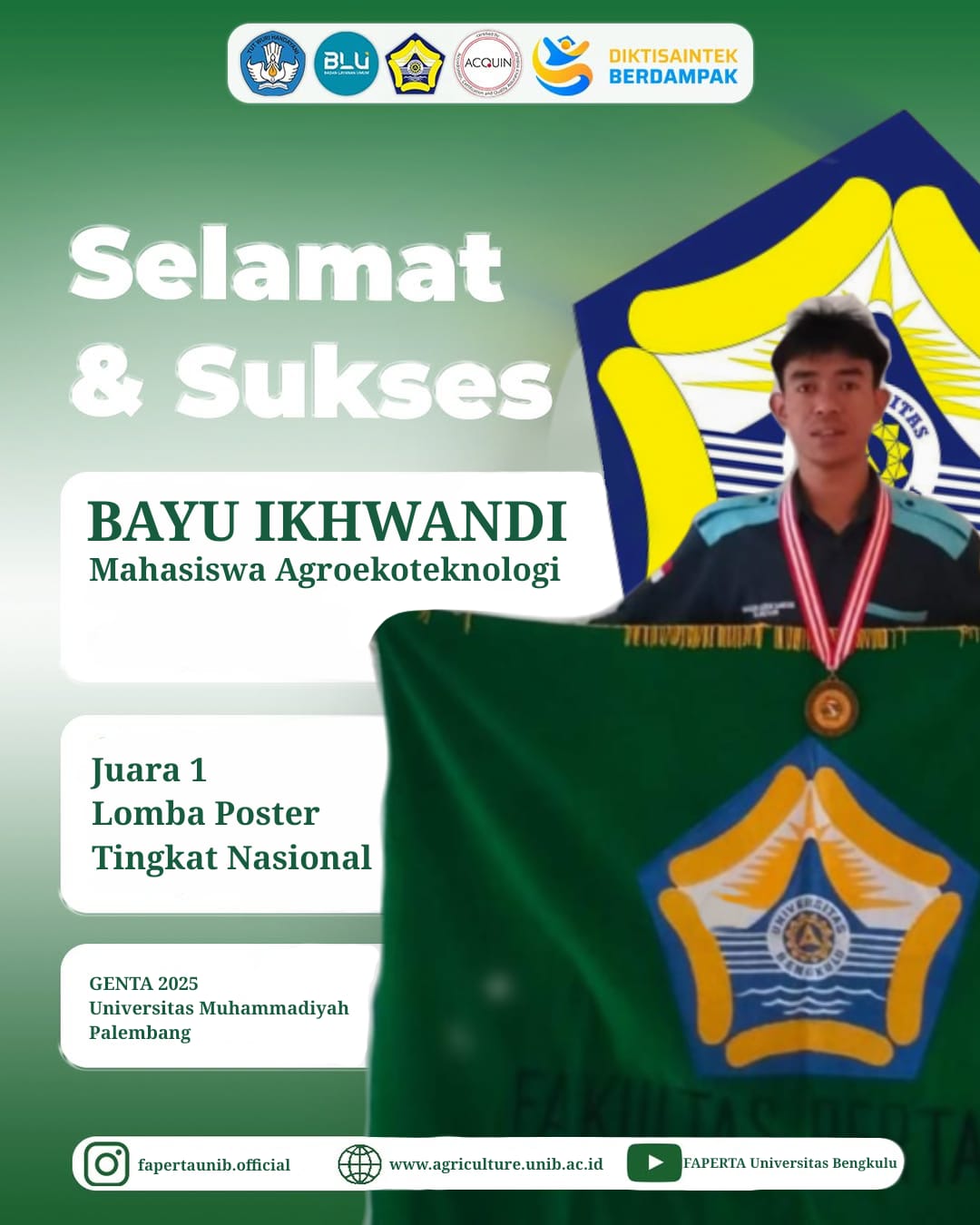 Agrotechnology Student of the University of Bengkulu Wins 1st Place in National Poster Competition Agrotechnology Student of the University of Bengkulu Wins 1st Place in National Poster Competition