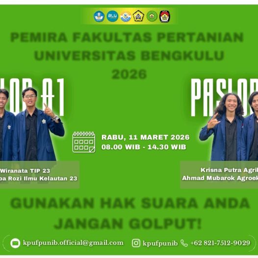 Faculty of Agriculture UNIB to Hold Student General Election (PEMIRA) 2026 on March 11